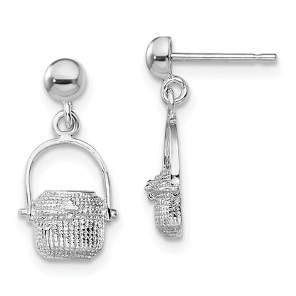 Sterlingsilber De-ani Rhodiniert Poliert Nantucket Korb Ohrstecker