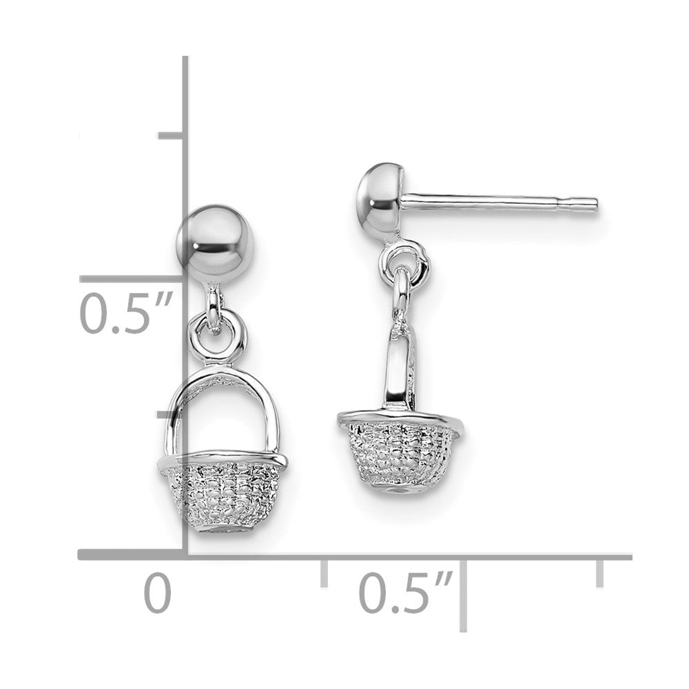 Sterlingsilber Poliert 3d Mini Korb Hängend Ohrstecker