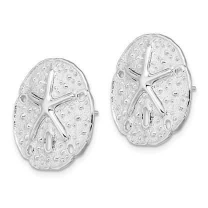 Sterlingsilber De-ani Rhodiniert Sand Dollar mit Seestern Ohrstecker