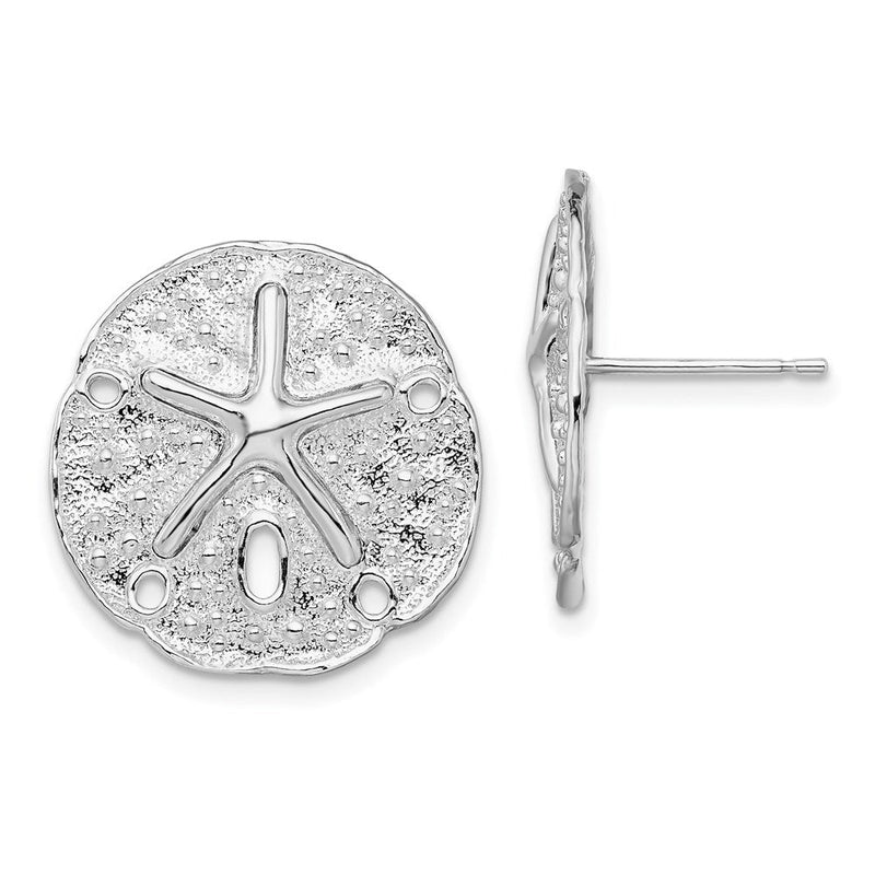 Sterlingsilber De-ani Rhodiniert Sand Dollar mit Seestern Ohrstecker