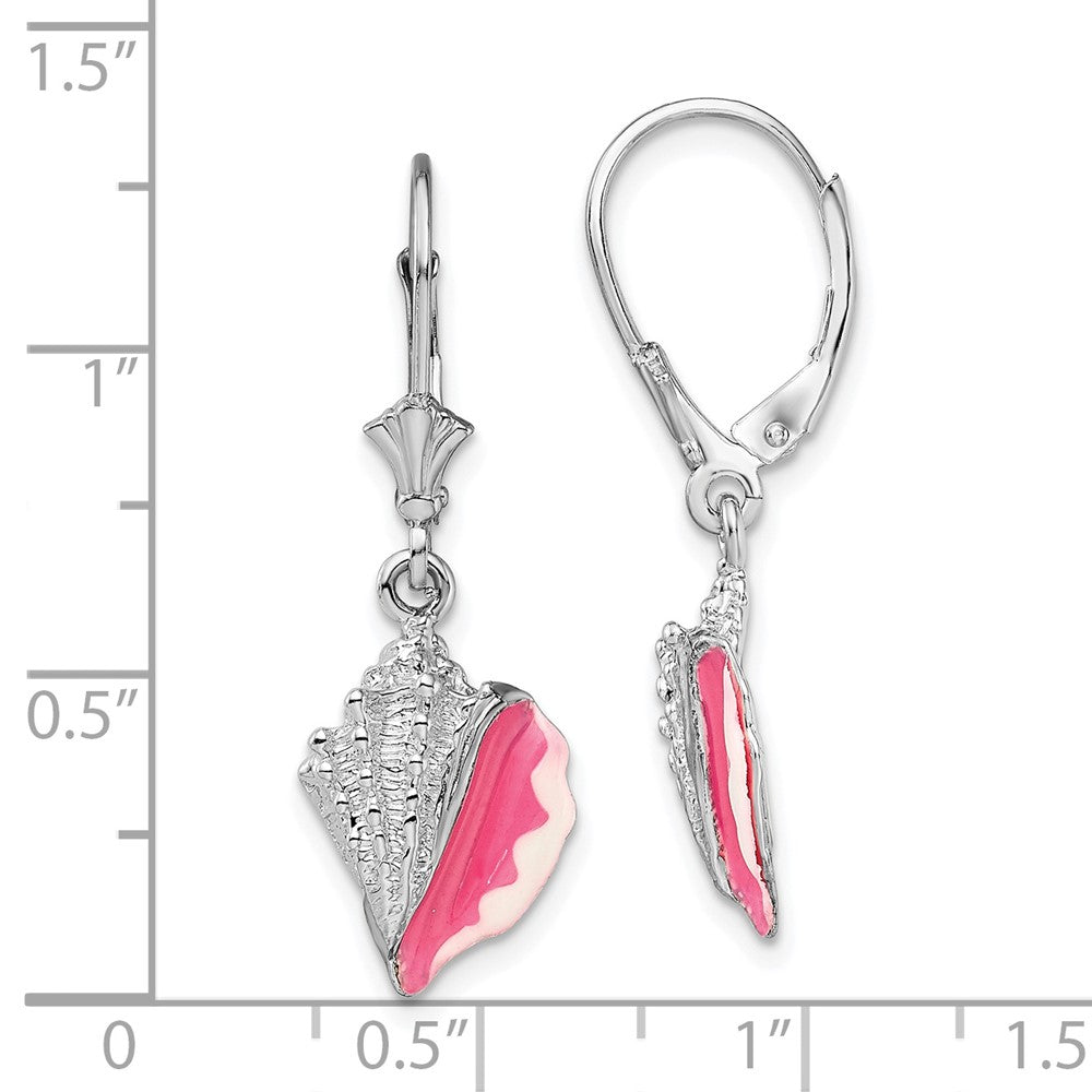 Sterlingsilber De-ani Rhodiniert Emailliert Conch Muschel Ohrhänger mit Brisur