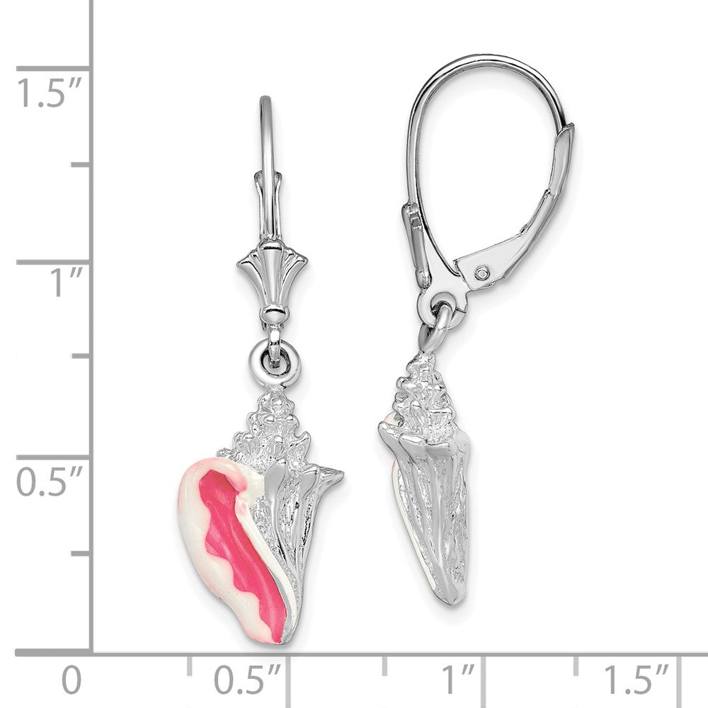 Sterlingsilber De-ani Rhodiniert Emailliert Klein Conch Muschel Ohrhänger mit Brisur