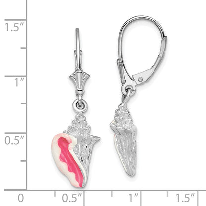 Sterlingsilber De-ani Rhodiniert Emailliert Klein Conch Muschel Ohrhänger mit Brisur