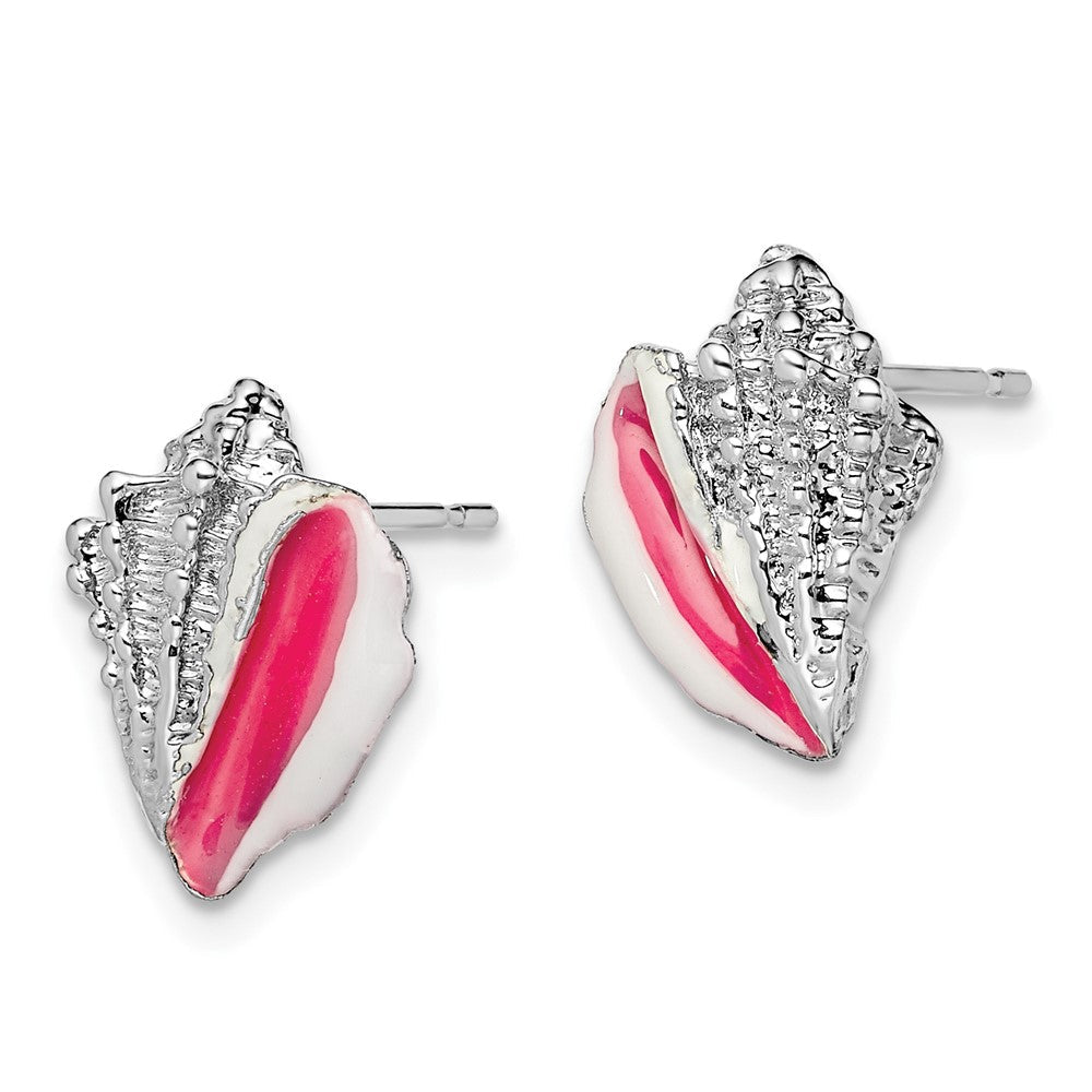 Sterlingsilber De-ani Rhodiniert Emailliert Conch Muschel Ohrstecker