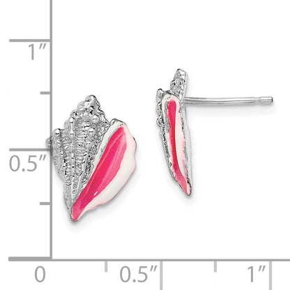 Sterlingsilber De-ani Rhodiniert Emailliert Conch Muschel Ohrstecker