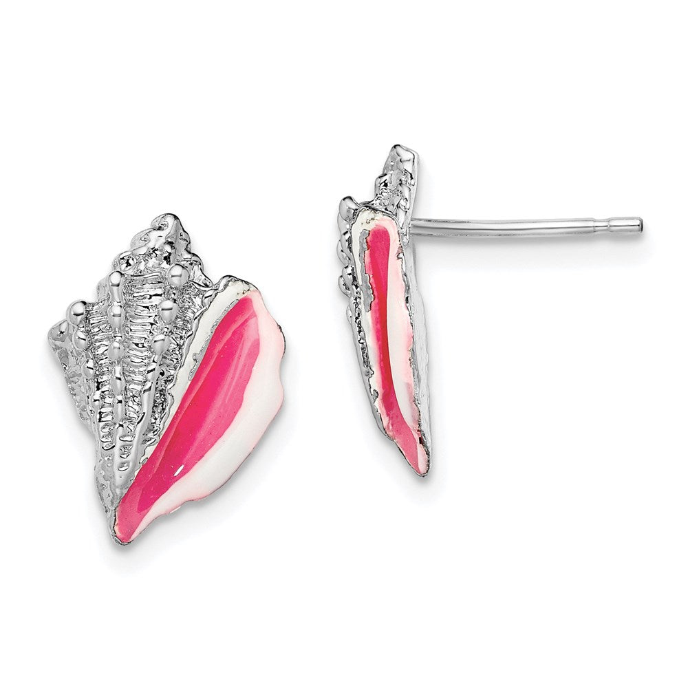 Sterlingsilber De-ani Rhodiniert Emailliert Conch Muschel Ohrstecker