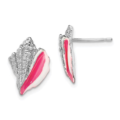 Sterlingsilber De-ani Rhodiniert Emailliert Conch Muschel Ohrstecker