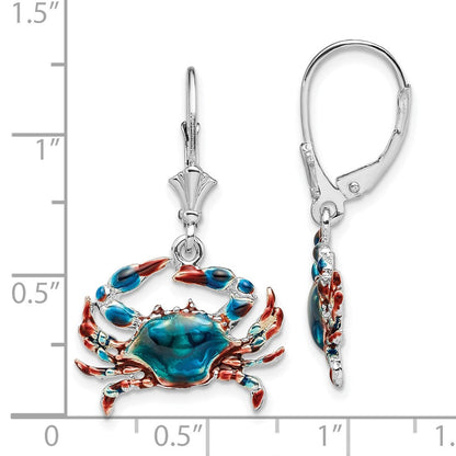 Sterlingsilber De-ani Rhodiniert Emailliert Blau Krabbe Ohrhänger mit Brisur