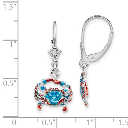 Sterlingsilber De-ani Rhodiniert Emailliert Blau Krabbe Ohrhänger mit Brisur