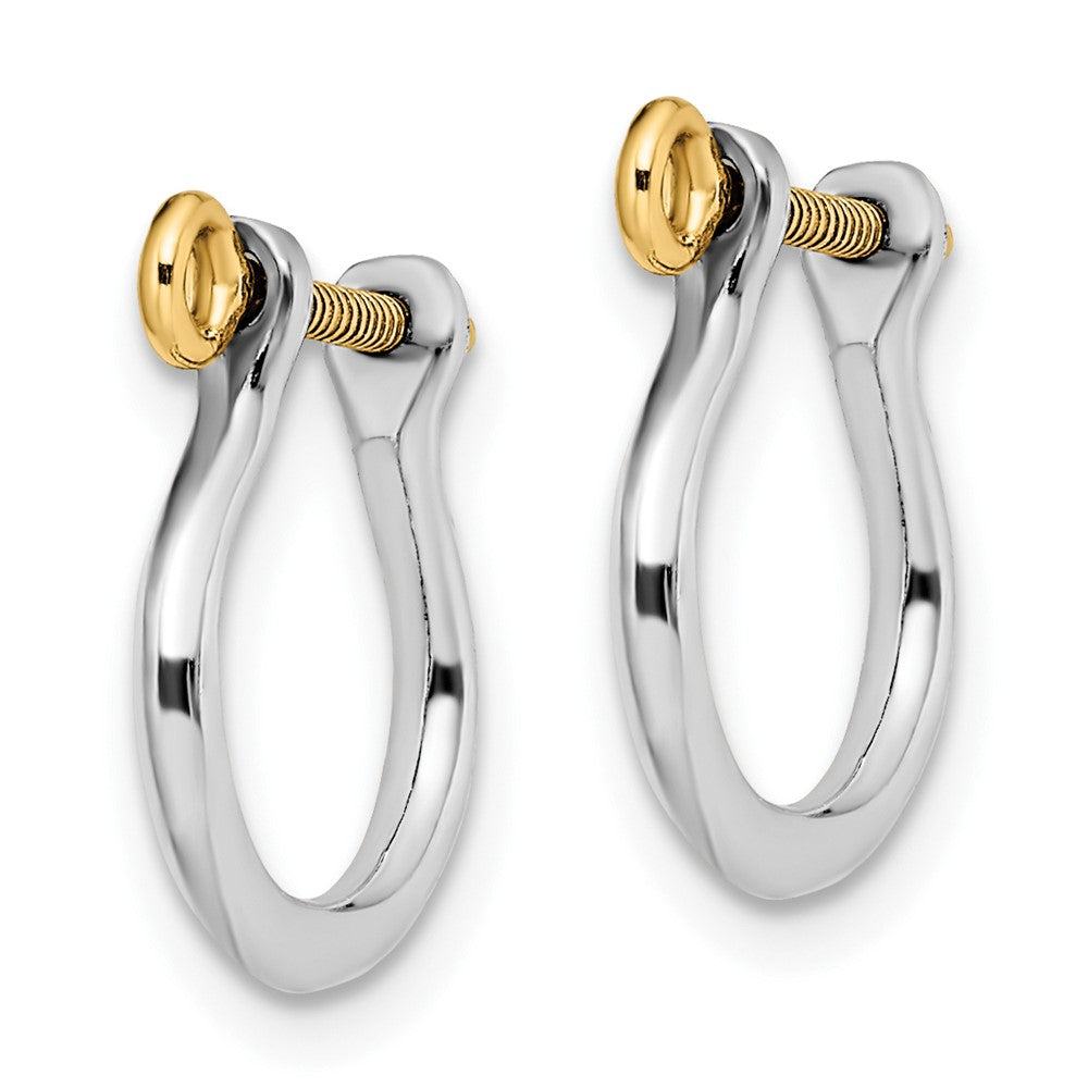 Silber/14K Bicolor De-ani Sterlingsilber Rhodiniert Poliert 3d Klein Shackle mit 14K Screw Ohrringe