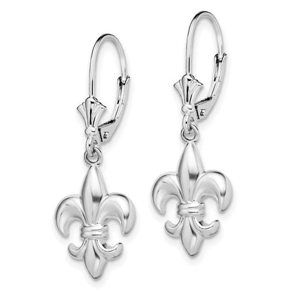Sterlingsilber De-ani Rhodiniert Klein Fleur De Lis Ohrhänger mit Brisur