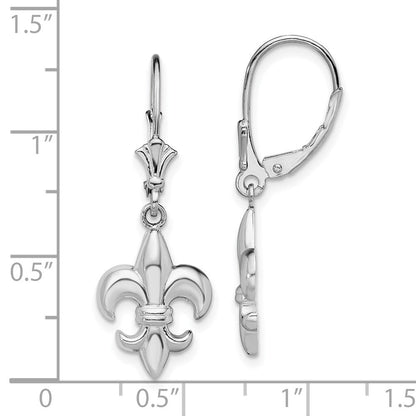 Sterlingsilber De-ani Rhodiniert Klein Fleur De Lis Ohrhänger mit Brisur