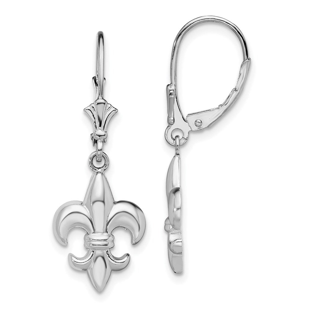 Sterlingsilber De-ani Rhodiniert Klein Fleur De Lis Ohrhänger mit Brisur