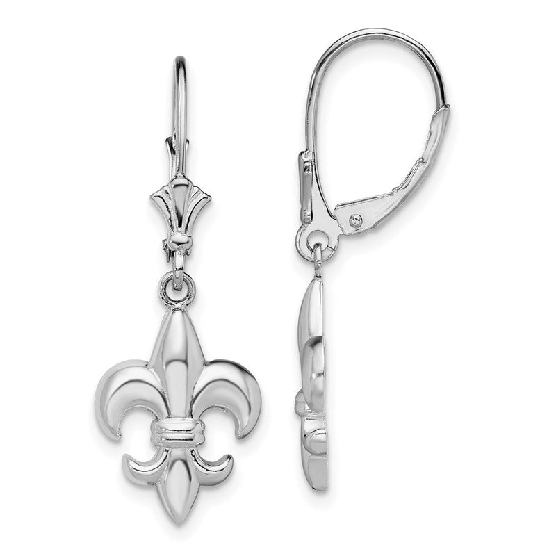 Sterlingsilber De-ani Rhodiniert Klein Fleur De Lis Ohrhänger mit Brisur