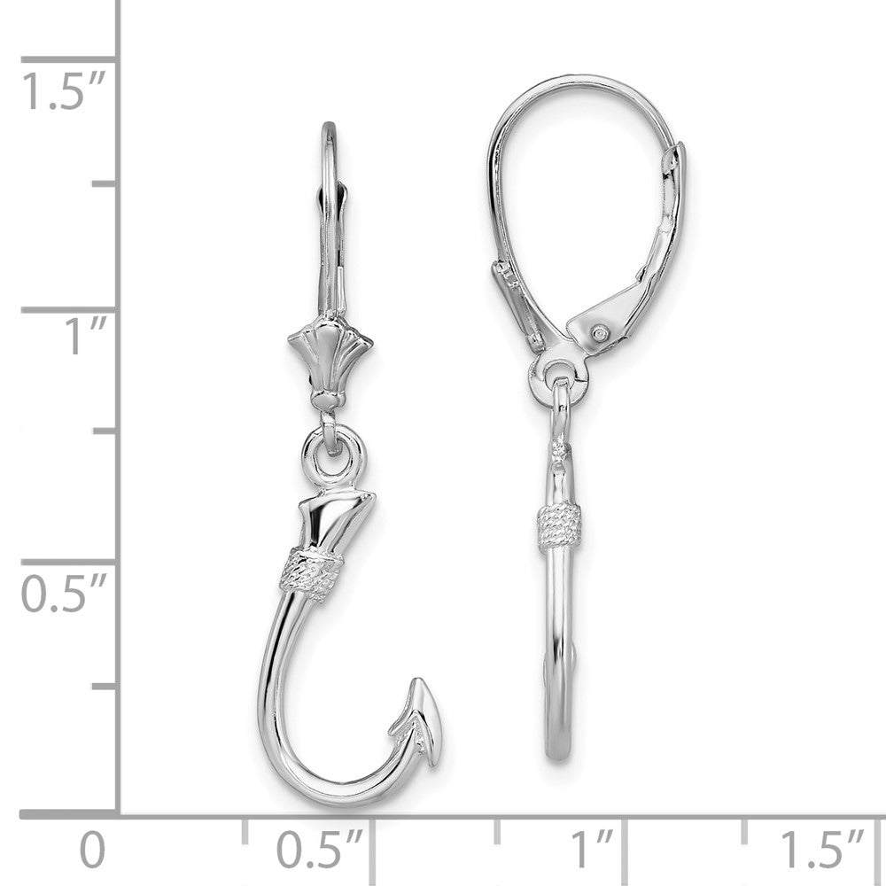 Sterlingsilber De-ani Rhodiniert Poliert 3d Fisch Haken Ohrhänger mit Brisur