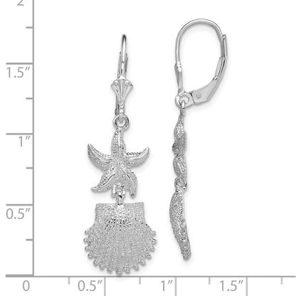 Sterlingsilber De-ani Rhodiniert Seestern und Muschel Ohrhänger mit Brisur