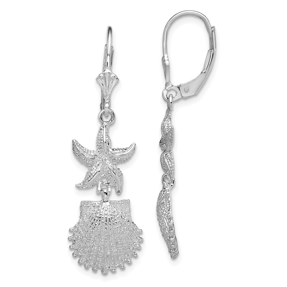 Sterlingsilber De-ani Rhodiniert Seestern und Muschel Ohrhänger mit Brisur
