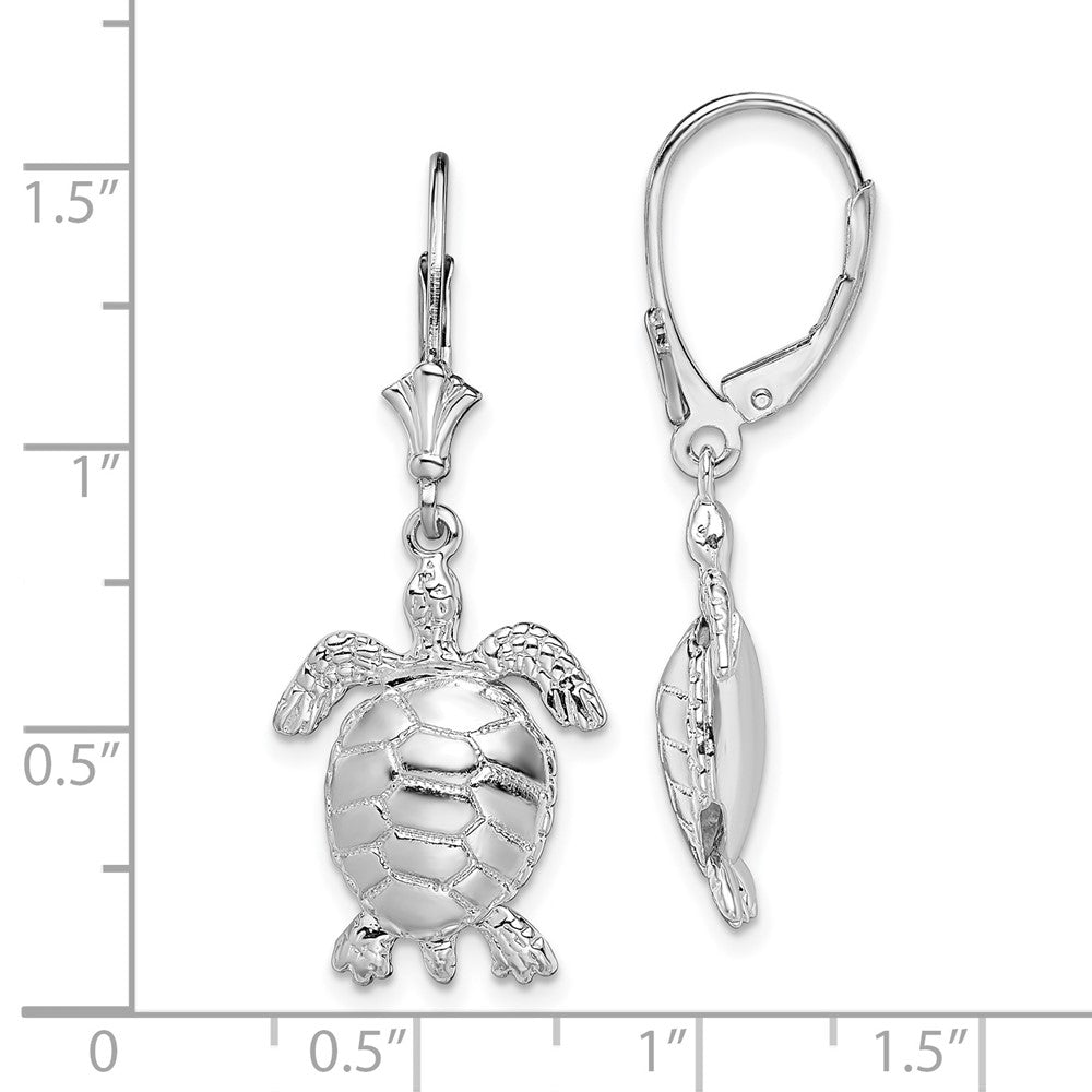 Sterlingsilber De-ani Rhodiniert Poliert 3d Beweglich Schildkröte Ohrhänger mit Brisur