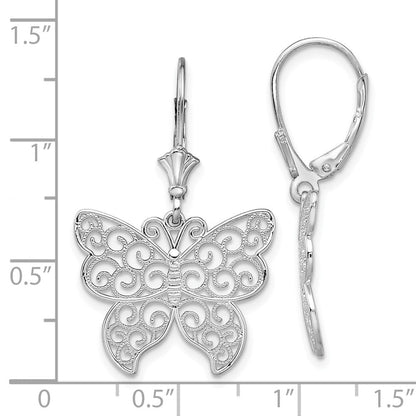 Sterlingsilber De-ani Rhodiniert Poliert Filigran Schmetterling Ohrhänger mit Brisur