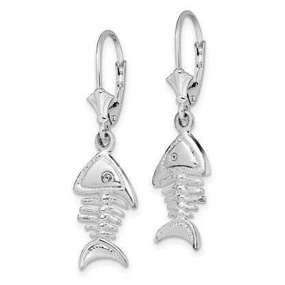 Sterlingsilber De-ani Rhodiniert Poliert 3d Fishbone Ohrhänger mit Brisur