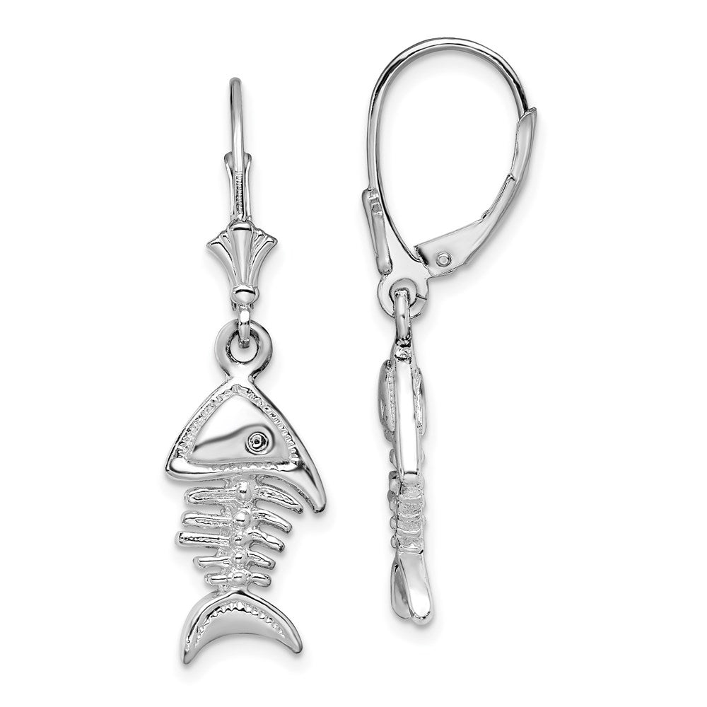 Sterlingsilber De-ani Rhodiniert Poliert 3d Fishbone Ohrhänger mit Brisur