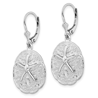 Sterlingsilber De-ani Rhodiniert Sand Dollar Seestern Ohrhänger mit Brisur