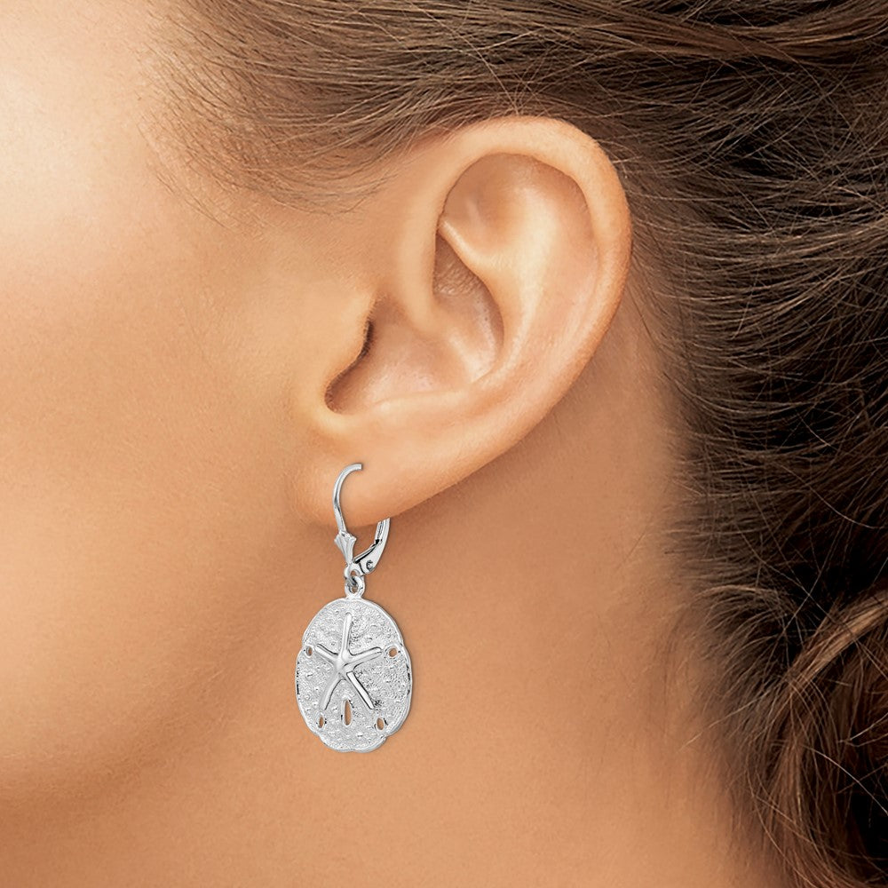 Sterlingsilber De-ani Rhodiniert Sand Dollar Seestern Ohrhänger mit Brisur