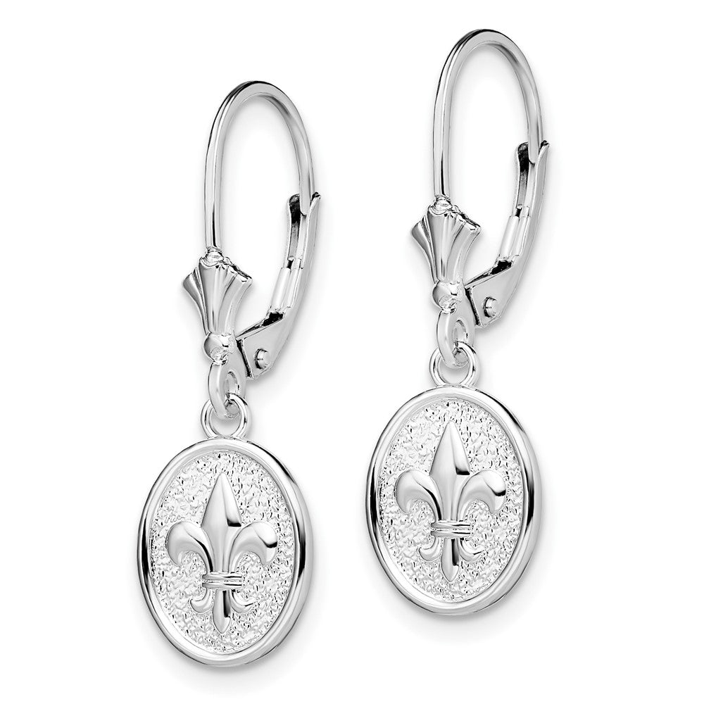 Sterlingsilber De-ani Rhodiniert Strukturiert Fleur De Lis Brisur Ohrhänger