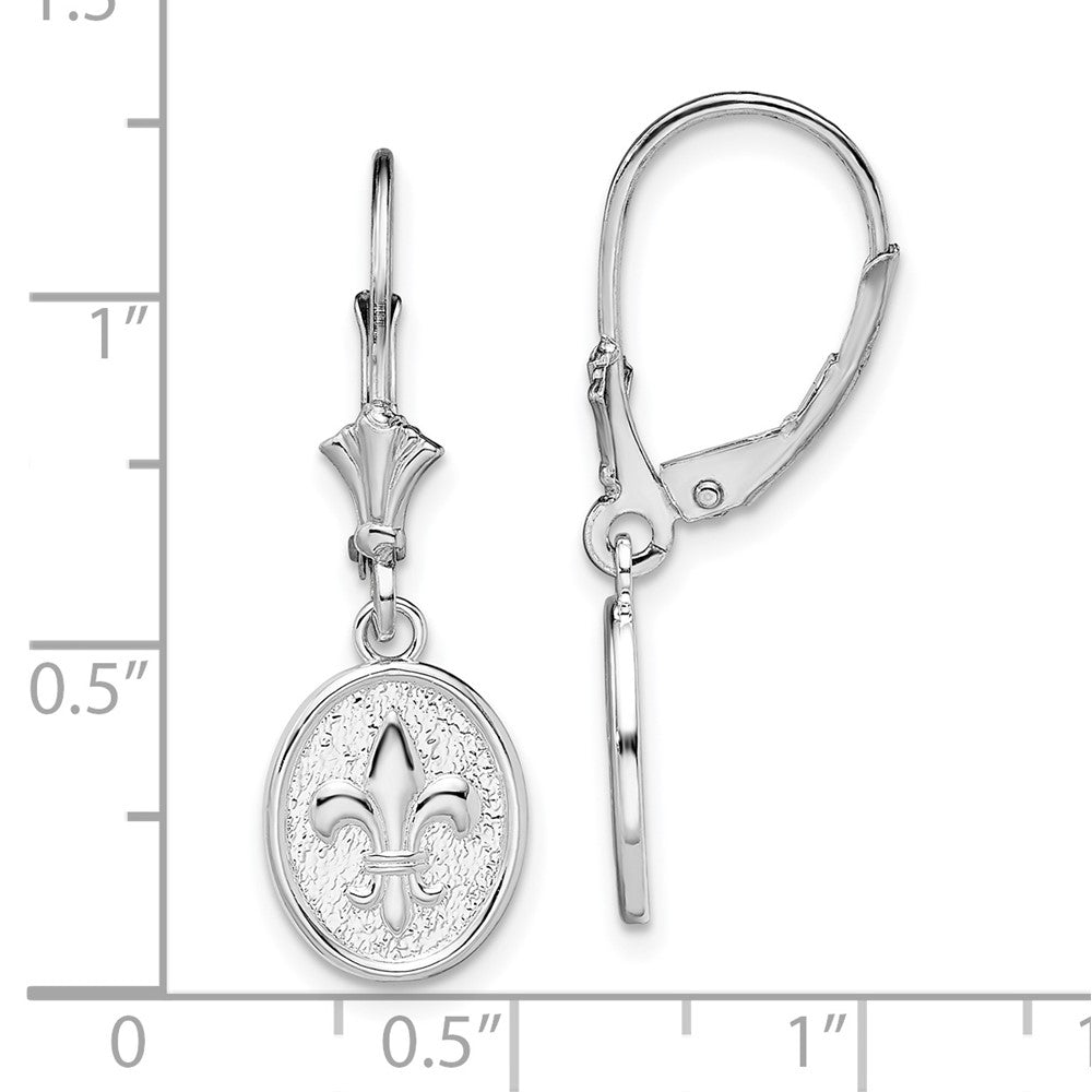 Sterlingsilber De-ani Rhodiniert Strukturiert Fleur De Lis Brisur Ohrhänger