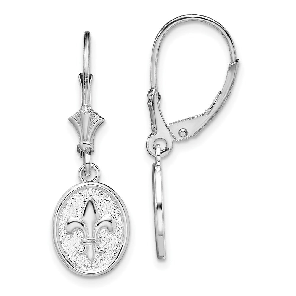 Sterlingsilber De-ani Rhodiniert Strukturiert Fleur De Lis Brisur Ohrhänger