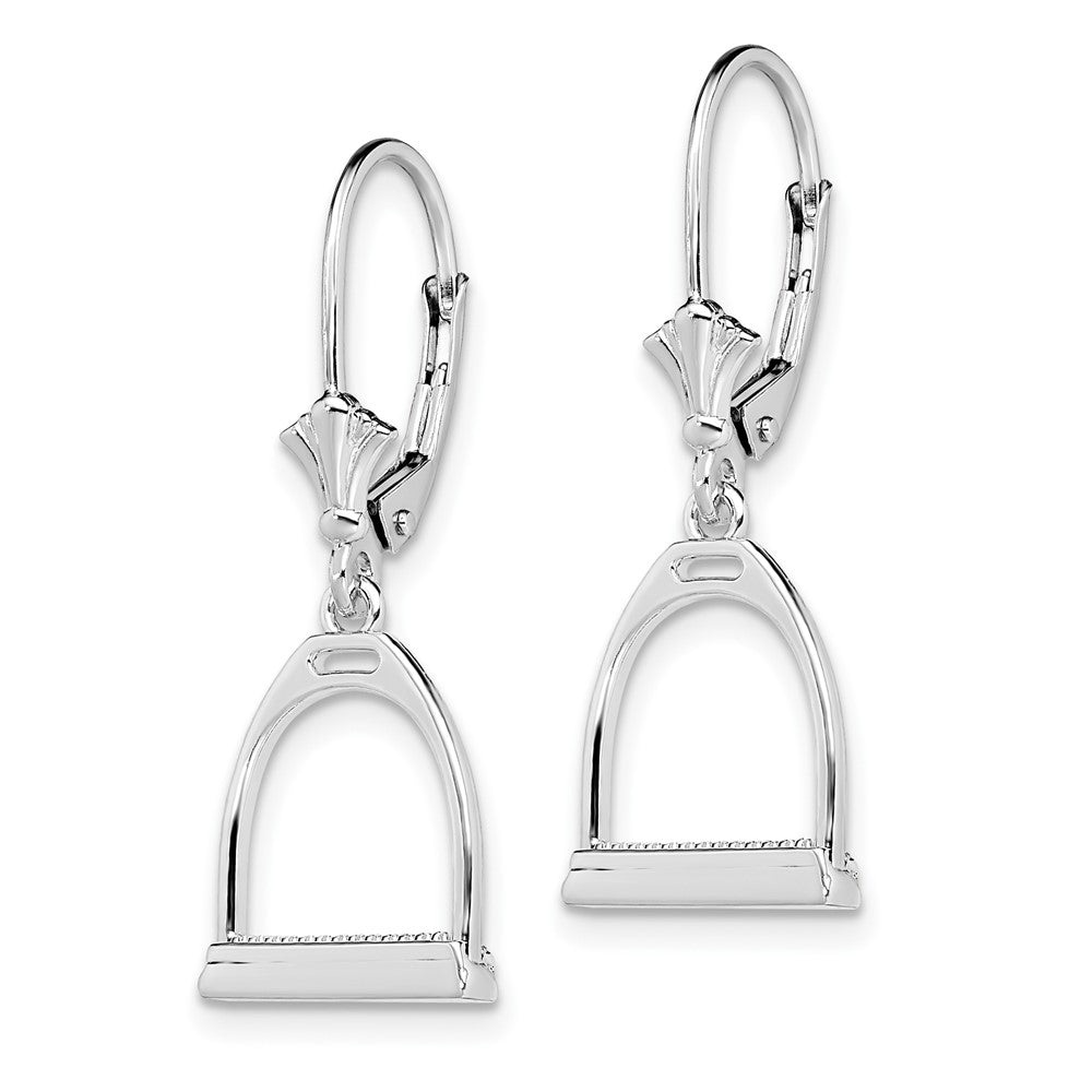 Sterlingsilber De-ani Rhodiniert Poliert 3d Klein Stirrup Ohrhänger mit Brisur