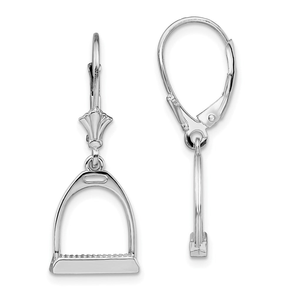 Sterlingsilber De-ani Rhodiniert Poliert 3d Klein Stirrup Ohrhänger mit Brisur