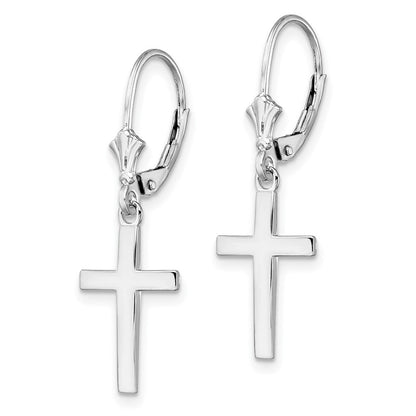 Sterlingsilber De-ani Rhodiniert Poliert Lateinisch Kreuz Ohrhänger mit Brisur