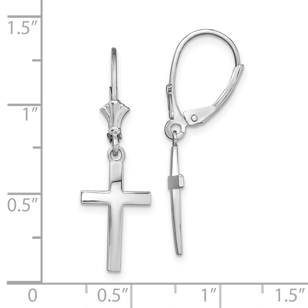 Sterlingsilber De-ani Rhodiniert Poliert Lateinisch Kreuz Ohrhänger mit Brisur