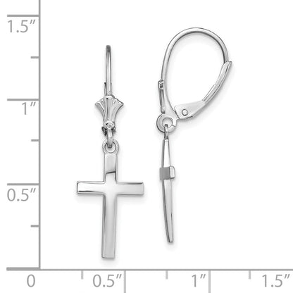 Sterlingsilber De-ani Rhodiniert Poliert Lateinisch Kreuz Ohrhänger mit Brisur