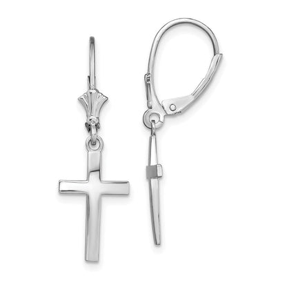 Sterlingsilber De-ani Rhodiniert Poliert Lateinisch Kreuz Ohrhänger mit Brisur