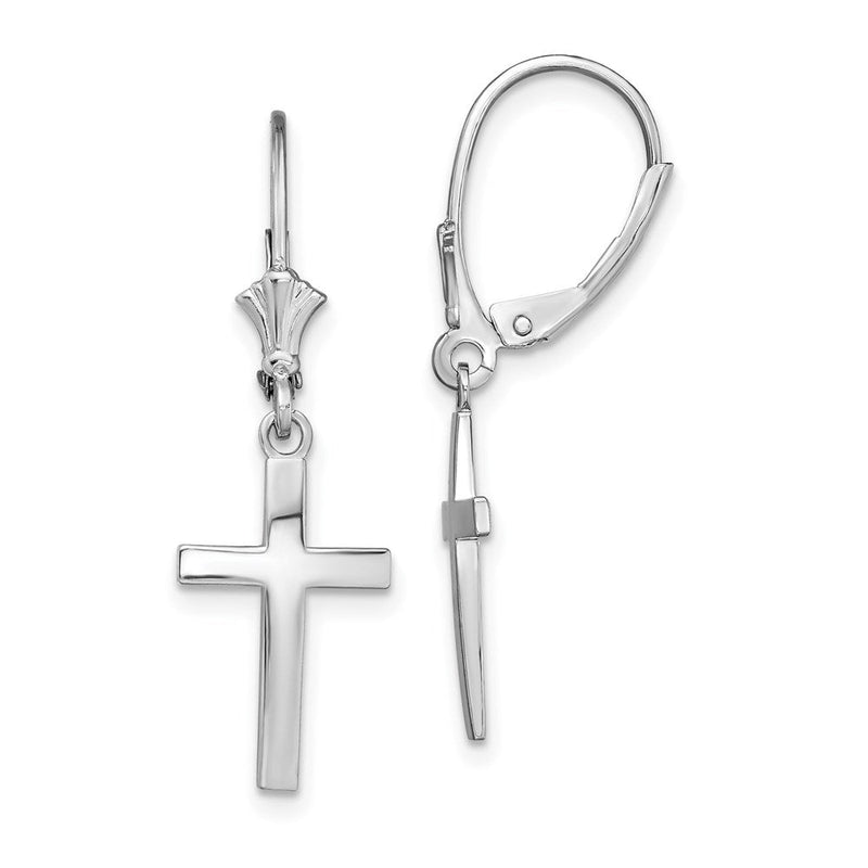 Sterlingsilber De-ani Rhodiniert Poliert Lateinisch Kreuz Ohrhänger mit Brisur