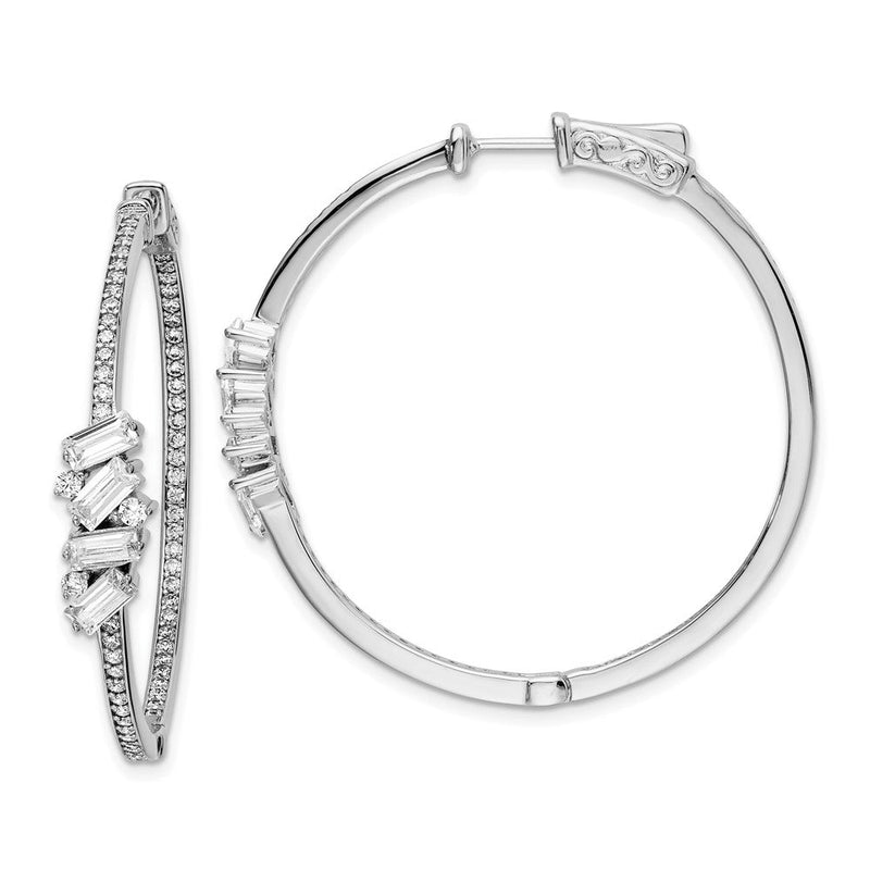 Sterlingsilber Schimmernd Rhodiniert 138 Stein Zirkonia Fantasie in und Außen Rund Klappbar Creolen
