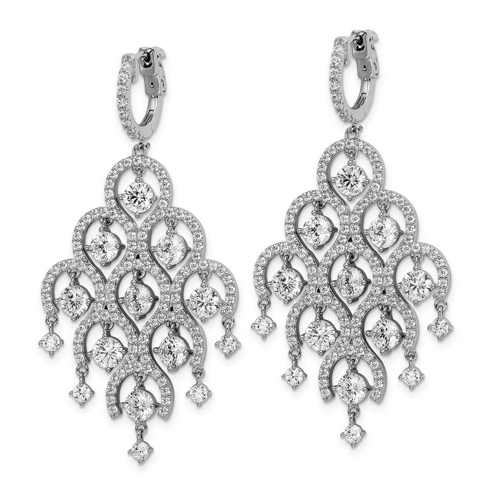 Sterlingsilber Schimmernd Rhodiniert 278 Stein Zirkonia Chandelier Hängend Klappbar Ohrringe