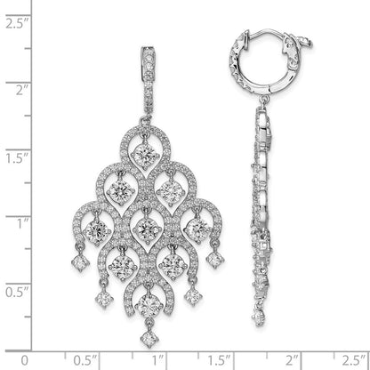 Sterlingsilber Schimmernd Rhodiniert 278 Stein Zirkonia Chandelier Hängend Klappbar Ohrringe