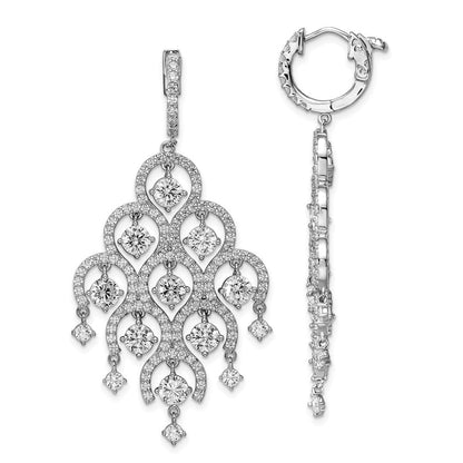 Sterlingsilber Schimmernd Rhodiniert 278 Stein Zirkonia Chandelier Hängend Klappbar Ohrringe