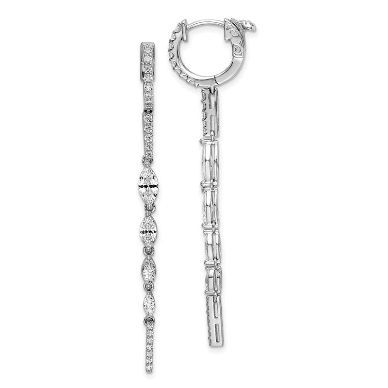 Sterlingsilber Schimmernd Rhodiniert 46 Stein Zirkonia Fantasie Hängend Klappbar Ohrringe