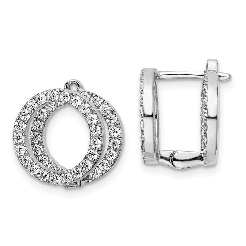 Sterlingsilber Schimmernd Rhodiniert 78 Stein Zirkonia Vorderseite und Rückseite Klappbar Ohrringe