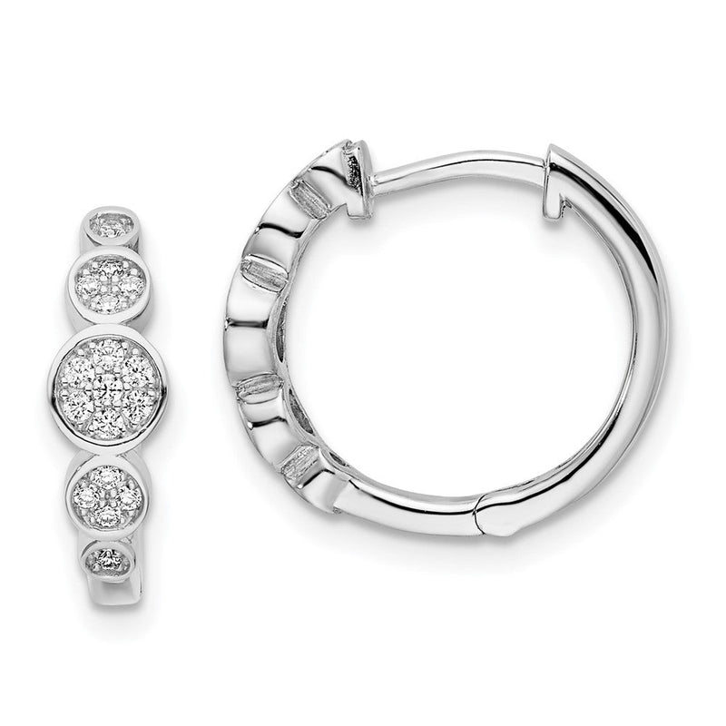 Sterlingsilber Schimmernd Rhodiniert 34 Stein Zirkonia Pavé Fantasie Klappbar Creolen