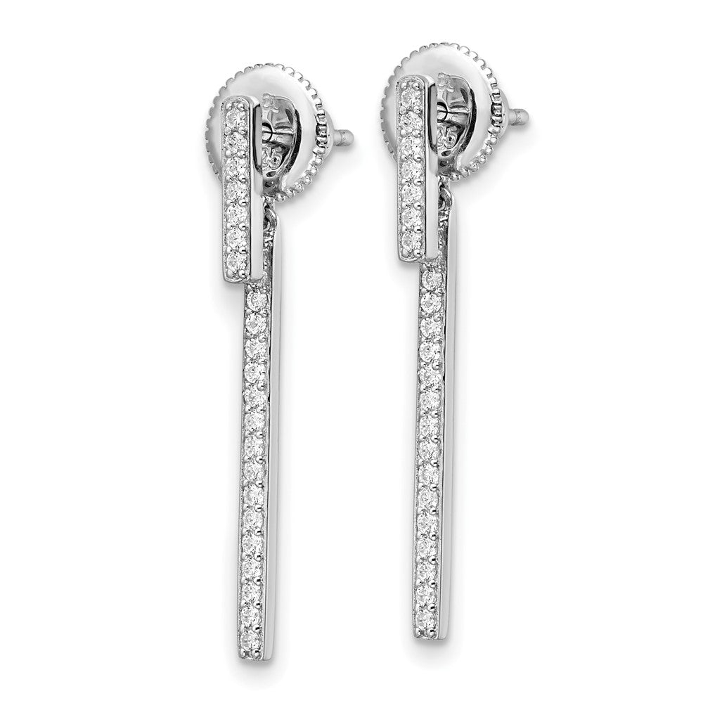 Sterlingsilber Schimmernd Rhodiniert 48 Stein Zirkonia Stecker Hängend Stab Ohrringe