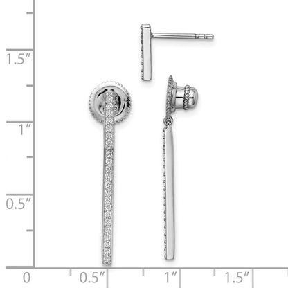 Sterlingsilber Schimmernd Rhodiniert 48 Stein Zirkonia Stecker Hängend Stab Ohrringe