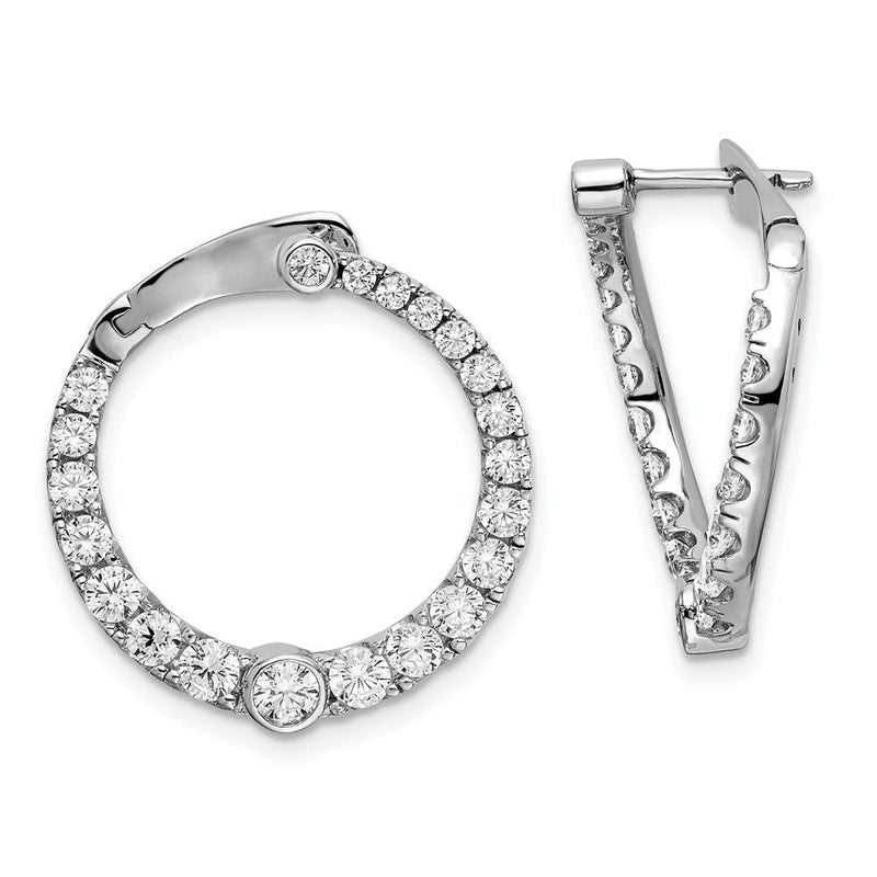 Sterlingsilber Schimmernd Rhodiniert 34 Stein Zirkonia Vorderseite und Rückseite Klappbar Creolen