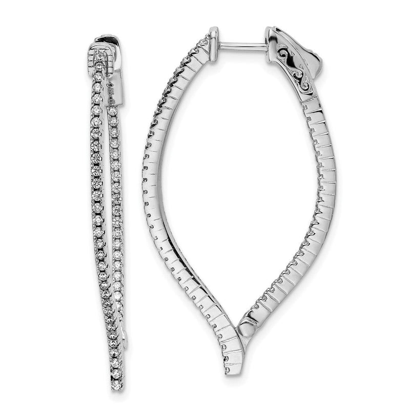 Sterlingsilber Schimmernd Rhodiniert 104 Stein 1.2mm Zirkonia in und Außen Geometric Klappbar Creolen