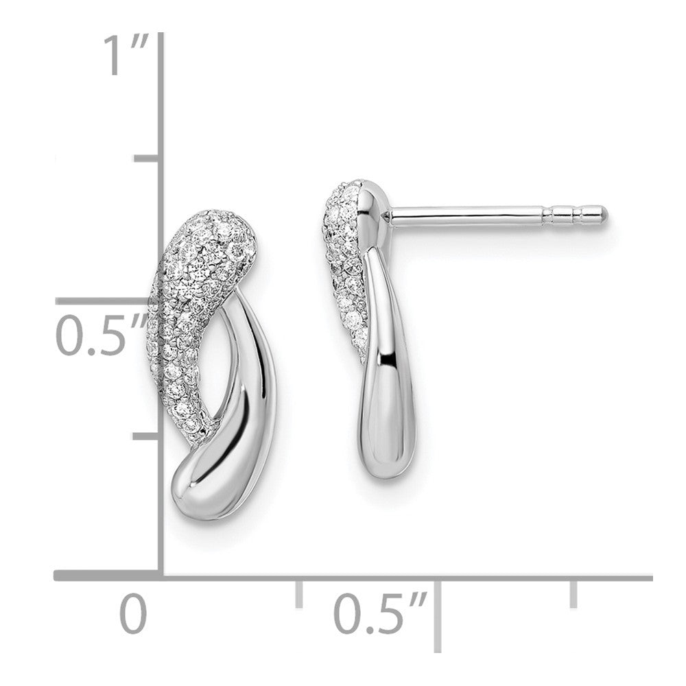 Sterlingsilber Rhodiniert Poliert Zirkonia Ohrstecker