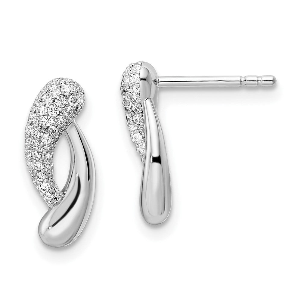 Sterlingsilber Rhodiniert Poliert Zirkonia Ohrstecker